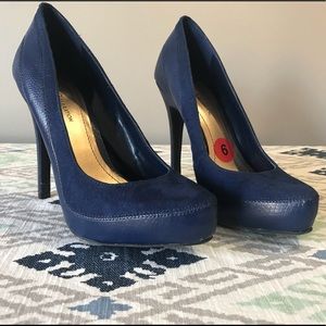 Leather + Suede Blue BCBG Heels